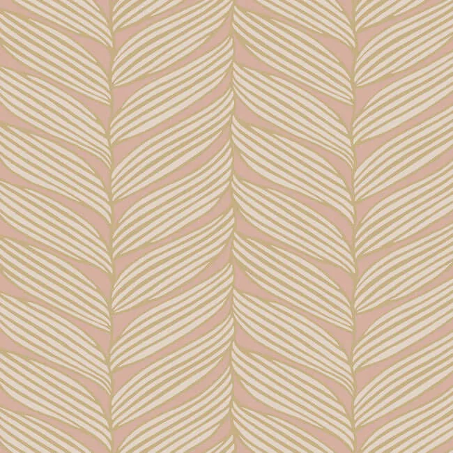 Antonina Vella Luminous Leaves wallpaper, color Blush & Gold, SKU MD7161