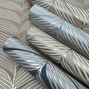 Antonina Vella Luminous Leaves wallpaper, color Blush & Gold, SKU MD7161
