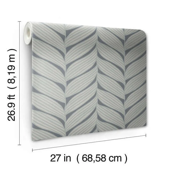 Antonina Vella Luminous Leaves wallpaper, color Charcoal & Silver, SKU MD7163