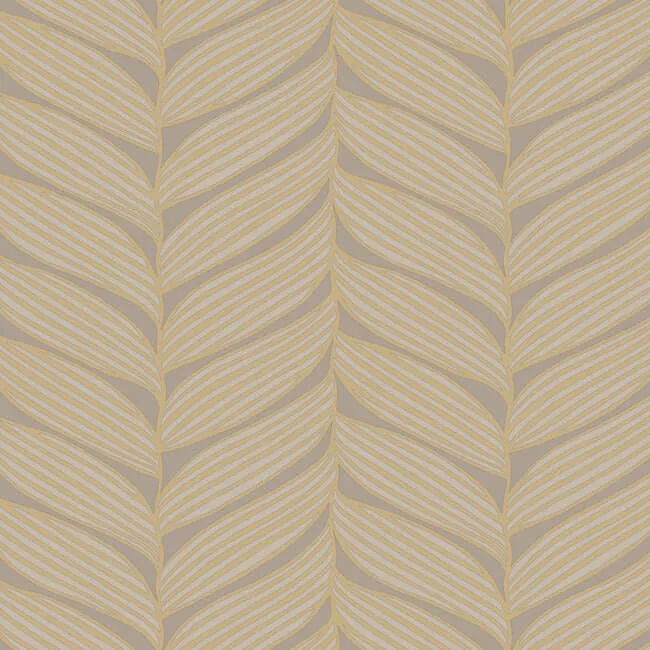 Antonina Vella Luminous Leaves wallpaper, color Grey & Gold, SKU MD7164