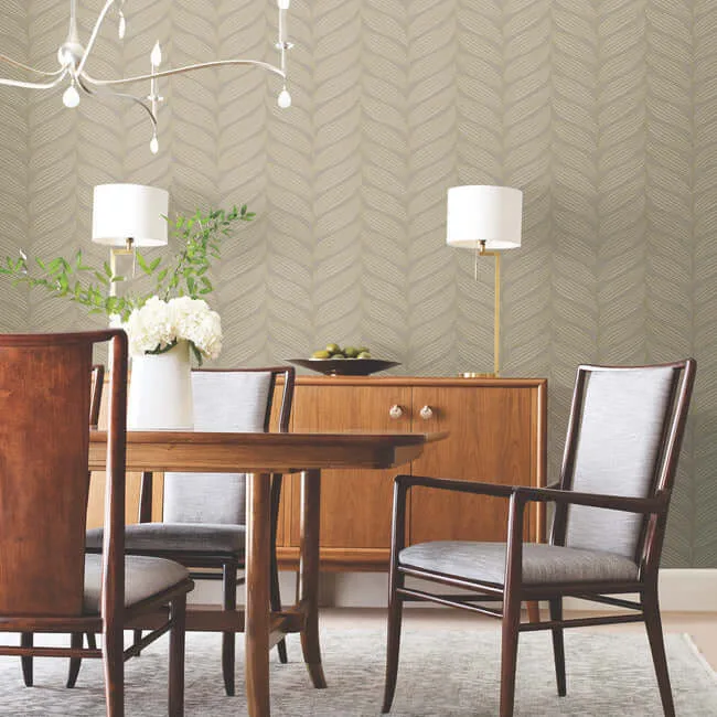 Antonina Vella Luminous Leaves - Grey & Gold Wallpaper | Buy Online Antonina Vella Luminous Leaves wallpaper, color Grey & Gold, SKU MD7164