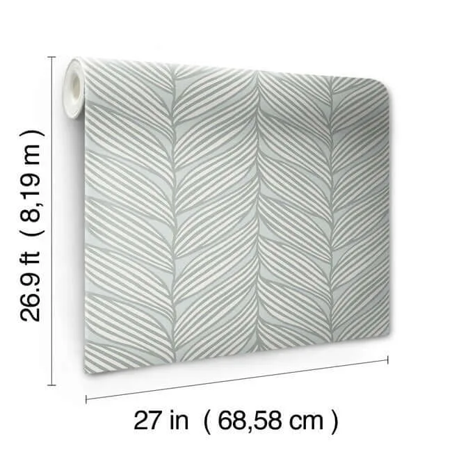 Antonina Vella Luminous Leaves - Spa & Silver Wallpaper | Buy Online Antonina Vella Luminous Leaves wallpaper, color Spa & Silver, SKU MD7165
