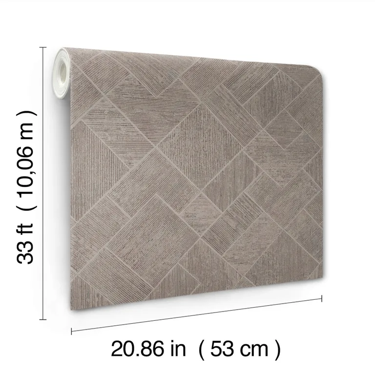 Antonina Vella Marquetry wallpaper, color Taupe, SKU MA35511