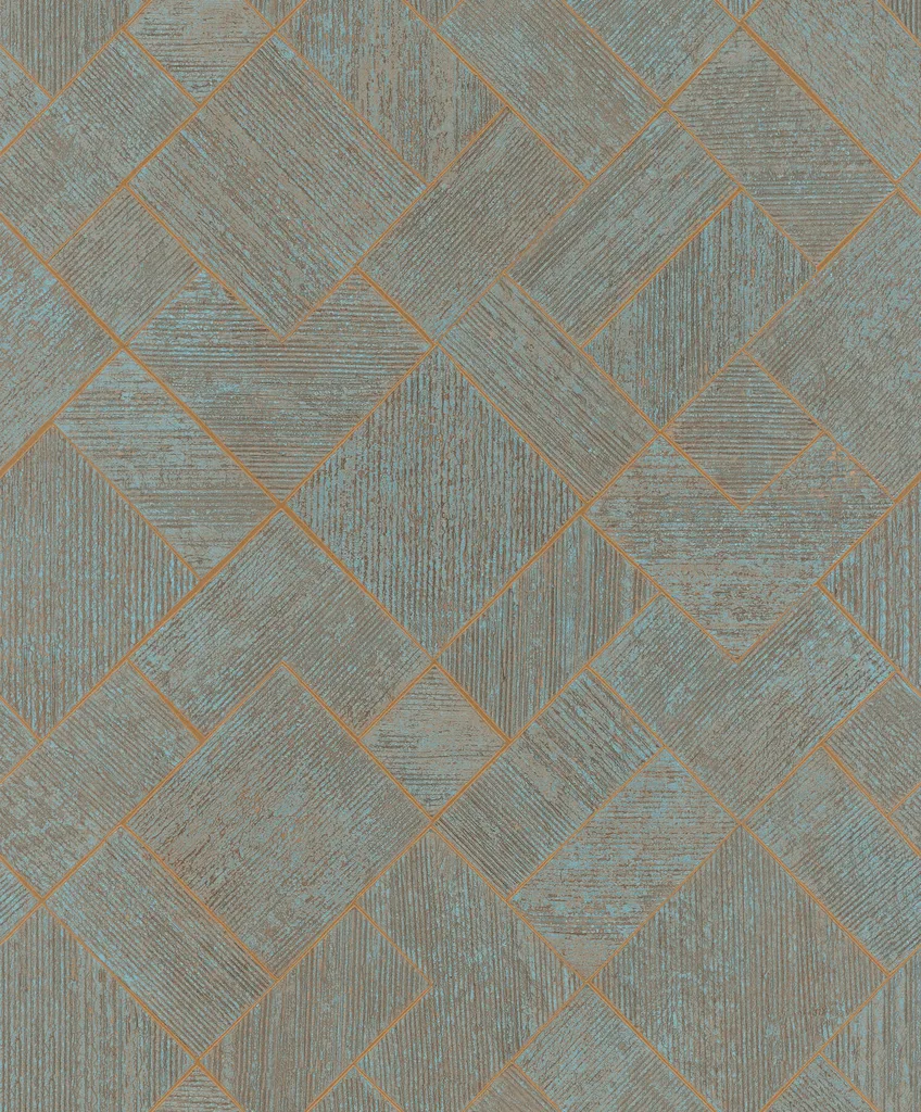 Antonina Vella Marquetry wallpaper, color Teal, SKU MA35512