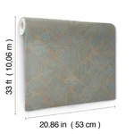 Antonina Vella Marquetry - Teal Wallpaper | Buy Online Antonina Vella Marquetry wallpaper, color Teal, SKU MA35512