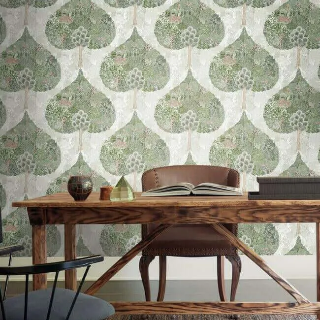 Antonina Vella Mystic Forest wallpaper, color Green & Coral, SKU BO6702