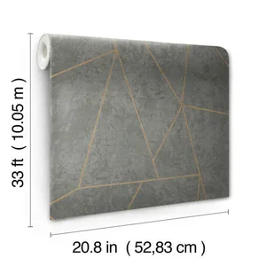 Antonina Vella Nazca wallpaper, color Dark Grey & Gold, SKU NW3502