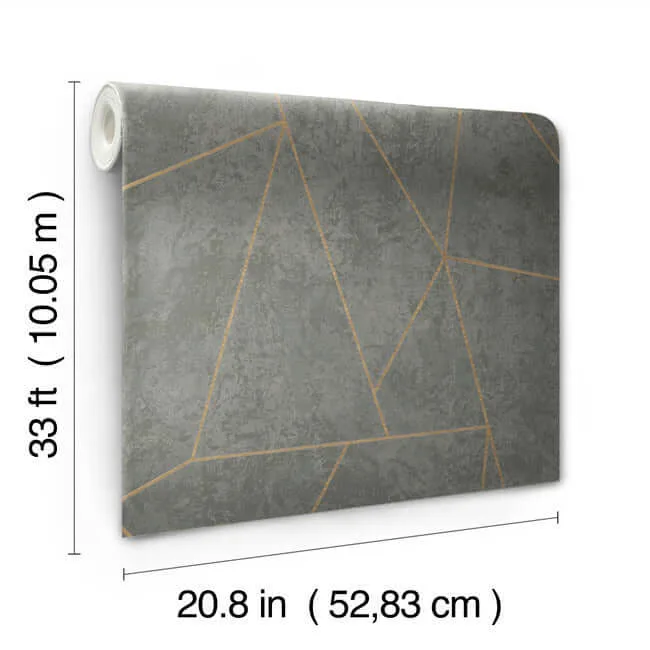 Antonina Vella Nazca wallpaper, color Dark Grey & Gold, SKU NW3502