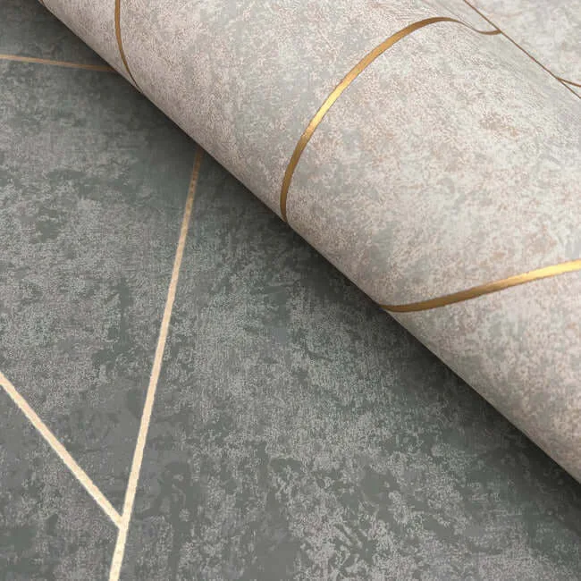 Antonina Vella Nazca wallpaper, color Dark Grey & Gold, SKU NW3502