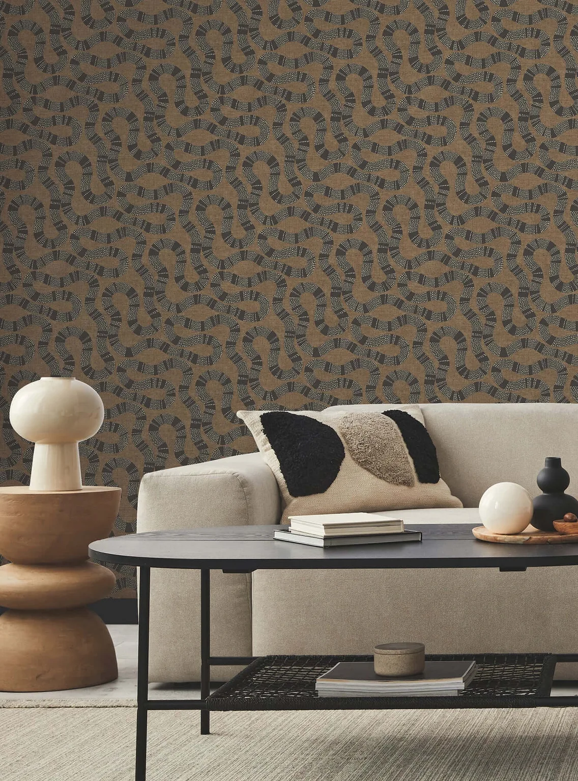 Antonina Vella Ophidia wallpaper, color Brown, SKU AB3001