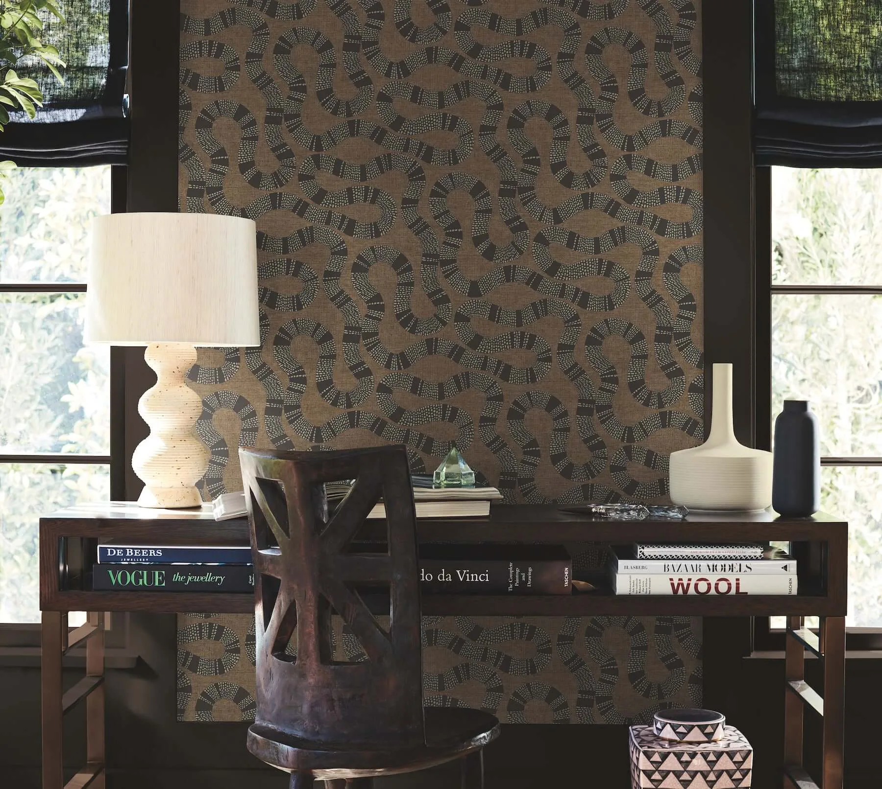 Antonina Vella Ophidia - Brown Wallpaper | Buy Online Antonina Vella Ophidia wallpaper, color Brown, SKU AB3001