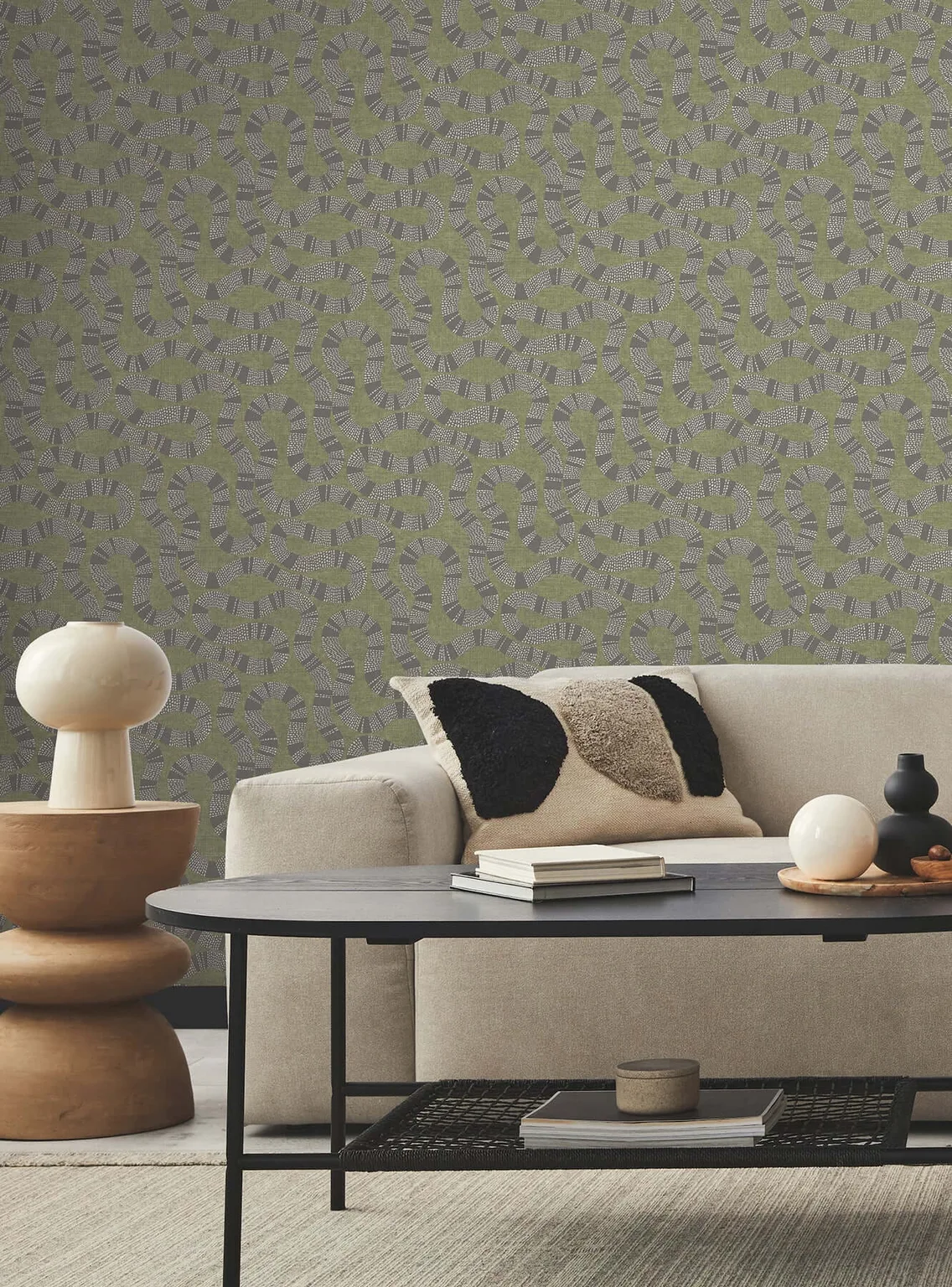 Antonina Vella Ophidia wallpaper, color Olive, SKU AB3005