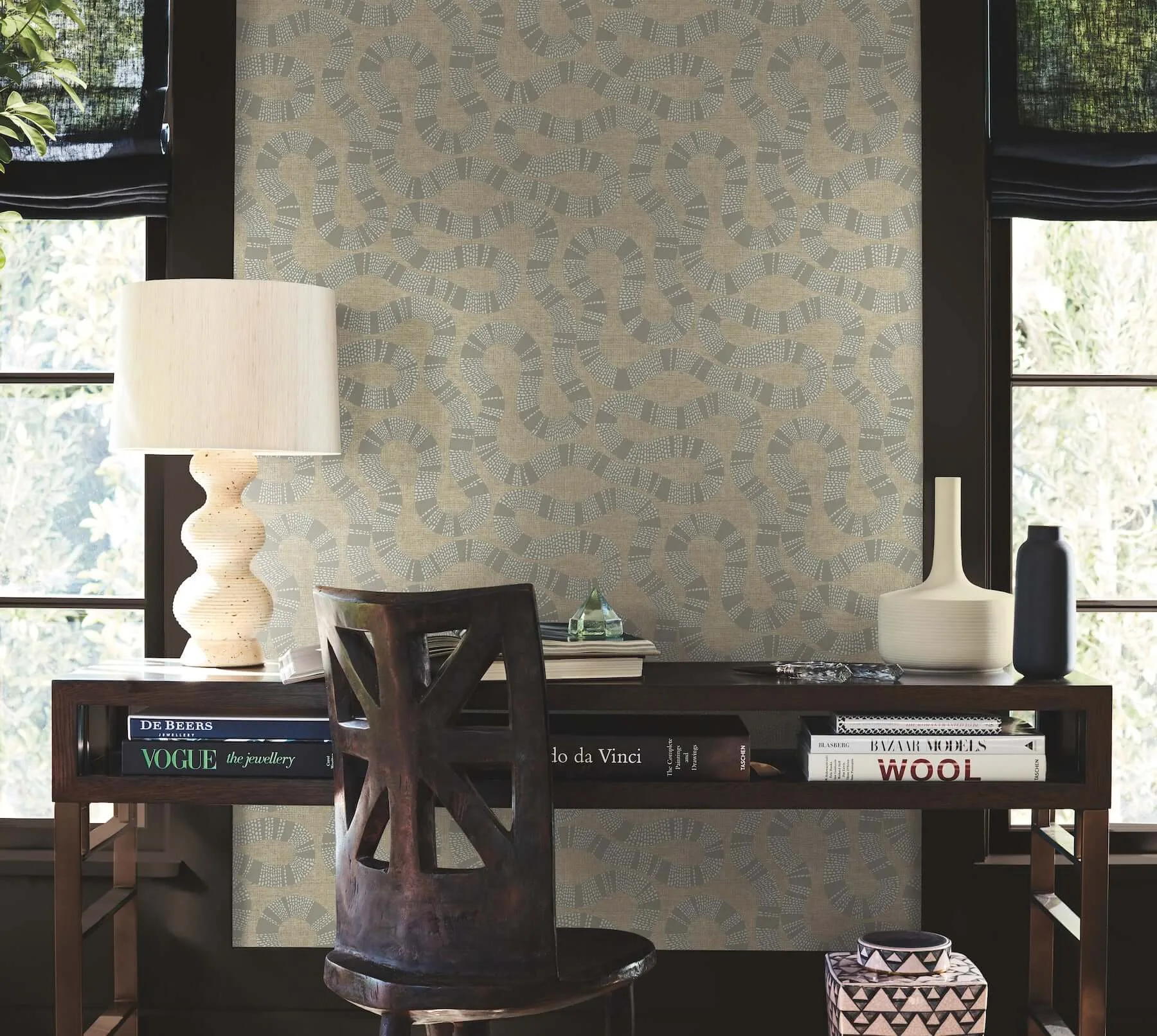 Antonina Vella Ophidia - Taupe Wallpaper | Buy Online Antonina Vella Ophidia wallpaper, color Taupe, SKU AB3003