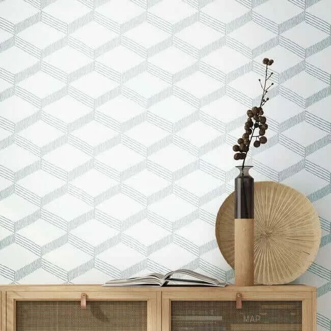 Antonina Vella Palisades Paperweave wallpaper, color Smokey Blue, SKU BO6723