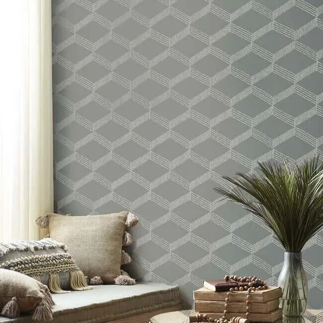 Antonina Vella Palisades Paperweave wallpaper, color Grey & White, SKU BO6722
