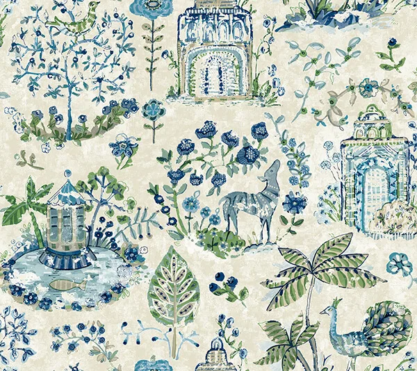 Antonina Vella Parc wallpaper, color Blue & Green, SKU VP1402