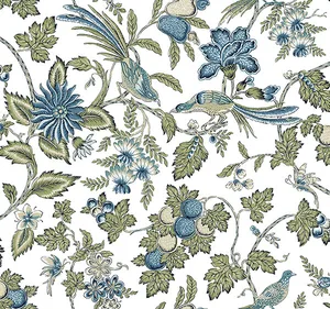 Antonina Vella Parterre wallpaper, color Sage & Indigo, SKU VP1314