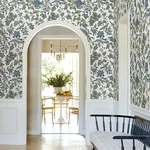 Antonina Vella Parterre - Sage & Indigo Wallpaper | Buy Online Antonina Vella Parterre wallpaper, color Sage & Indigo, SKU VP1314