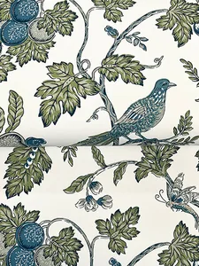 Antonina Vella Parterre wallpaper, color Sage & Indigo, SKU VP1314