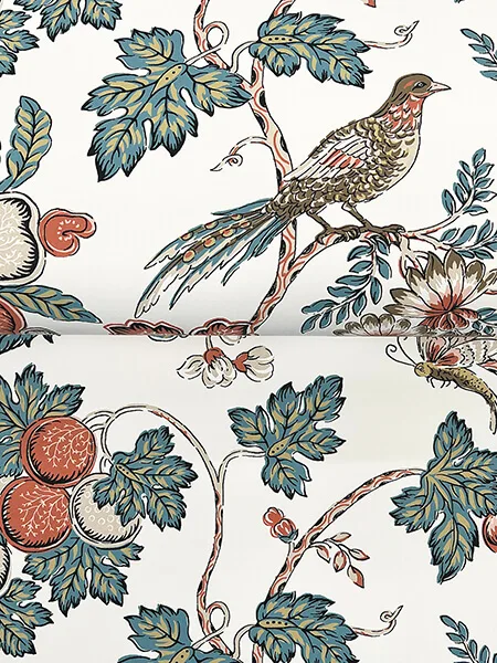 Antonina Vella Parterre wallpaper, color Cornflower & Ginger, SKU VP1316