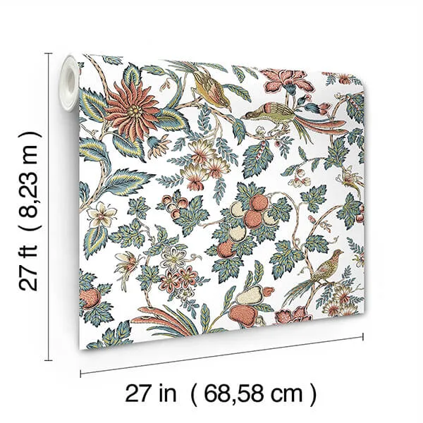 Antonina Vella Parterre wallpaper, color Cornflower & Ginger, SKU VP1316
