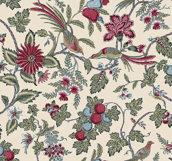 Antonina Vella Parterre wallpaper, color Raspberry, SKU VP1312