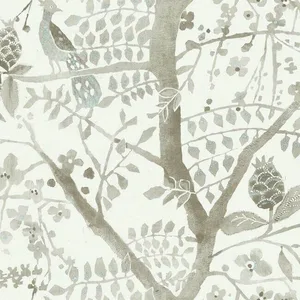 Antonina Vella Peacock Block Print wallpaper, color Off White, SKU BO6635