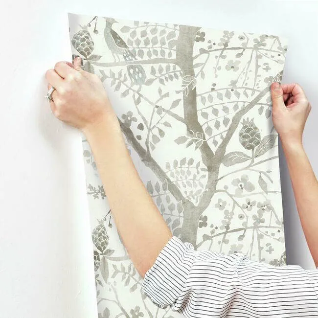 Antonina Vella Peacock Block Print - Off White Wallpaper | Buy Online Antonina Vella Peacock Block Print wallpaper, color Off White, SKU BO6635