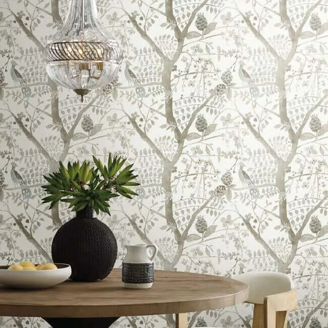 Antonina Vella Peacock Block Print - Off White Wallpaper | Buy Online Antonina Vella Peacock Block Print wallpaper, color Off White, SKU BO6635