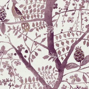 Antonina Vella Peacock Block Print wallpaper, color Purple, SKU BO6631