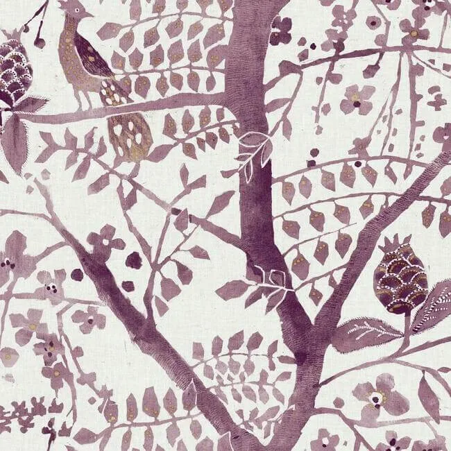 Antonina Vella Peacock Block Print wallpaper, color Purple, SKU BO6631