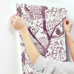 Antonina Vella Peacock Block Print wallpaper, color Purple, SKU BO6631