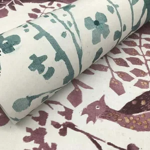 Antonina Vella Peacock Block Print wallpaper, color Purple, SKU BO6631