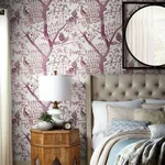 Antonina Vella Peacock Block Print wallpaper, color Purple, SKU BO6631