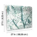 Antonina Vella Peacock Block Print - Teal Wallpaper | Buy Online Antonina Vella Peacock Block Print wallpaper, color Teal, SKU BO6632