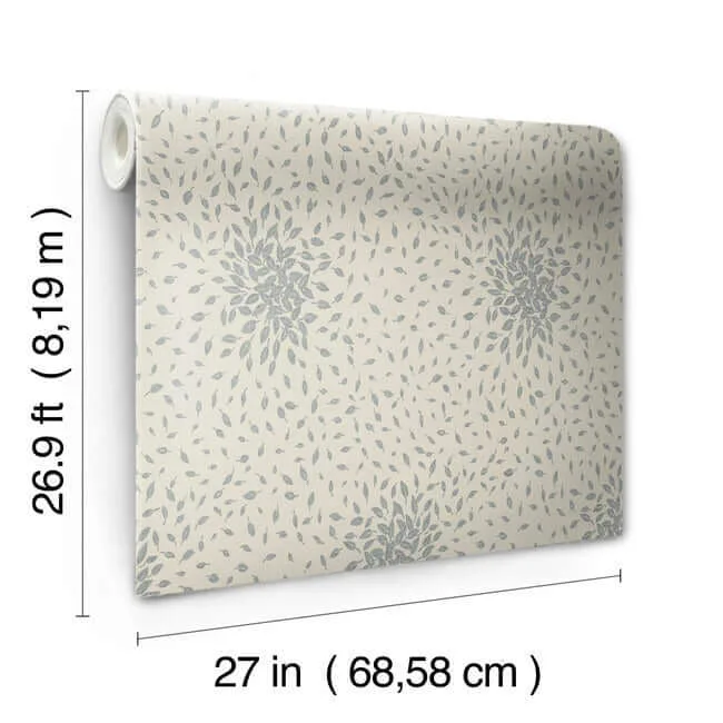 Antonina Vella Petite Leaves wallpaper, color Beige & Silver, SKU MD7105