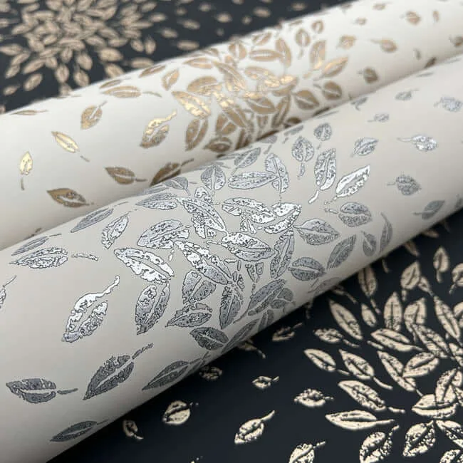 Antonina Vella Petite Leaves wallpaper, color Beige & Silver, SKU MD7105