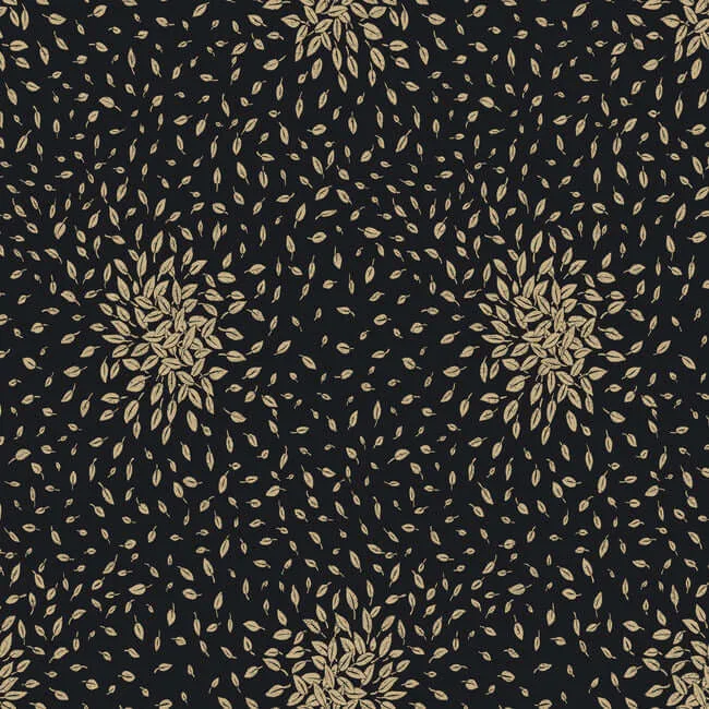 Antonina Vella Petite Leaves wallpaper, color Black & Gold, SKU MD7102