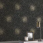 Antonina Vella Petite Leaves wallpaper, color Black & Gold, SKU MD7102