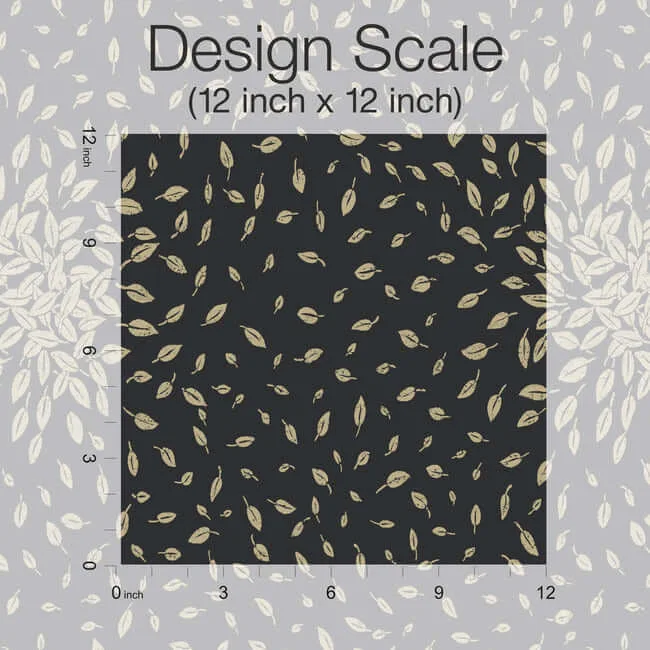 Antonina Vella Petite Leaves wallpaper, color Black & Gold, SKU MD7102
