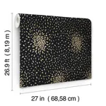 Antonina Vella Petite Leaves wallpaper, color Black & Gold, SKU MD7102