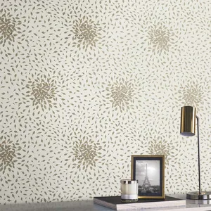 Antonina Vella Petite Leaves wallpaper, color Cream & Gold, SKU MD7103
