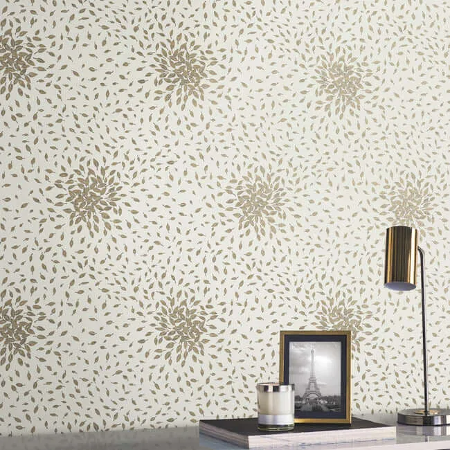 Antonina Vella Petite Leaves - Cream & Gold Wallpaper | Buy Online Antonina Vella Petite Leaves wallpaper, color Cream & Gold, SKU MD7103