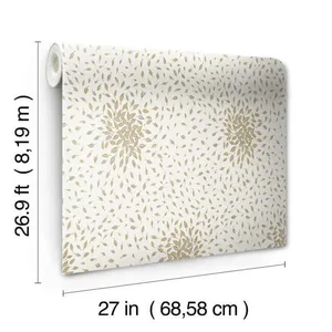 Antonina Vella Petite Leaves wallpaper, color Cream & Gold, SKU MD7103