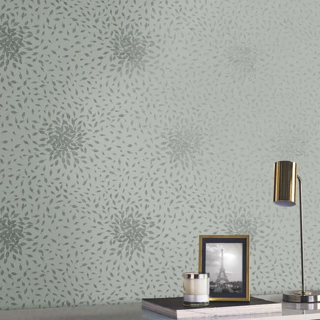 Antonina Vella Petite Leaves - Eucalyptus & Silver Wallpaper | Buy Online Antonina Vella Petite Leaves wallpaper, color Eucalyptus & Silver, SKU MD7104