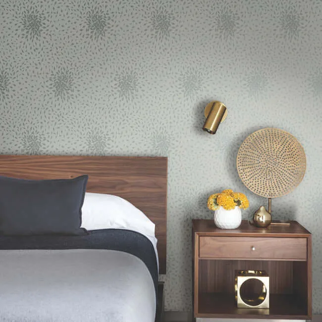 Antonina Vella Petite Leaves - Eucalyptus & Silver Wallpaper | Buy Online Antonina Vella Petite Leaves wallpaper, color Eucalyptus & Silver, SKU MD7104