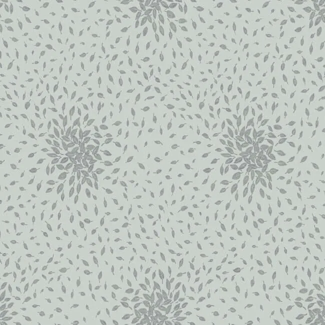 Antonina Vella Petite Leaves wallpaper, color Spa & Silver, SKU MD7101
