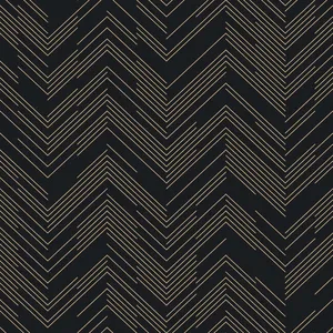 Antonina Vella Polished Chevron wallpaper, color Black & Gold, SKU MD7221