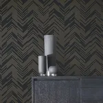 Antonina Vella Polished Chevron - Black & Gold Wallpaper | Buy Online Antonina Vella Polished Chevron wallpaper, color Black & Gold, SKU MD7221