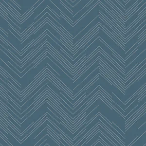 Antonina Vella Polished Chevron wallpaper, color Blue & Silver, SKU MD7224